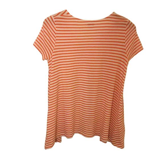 Demylee Orange white striped cotton  A-line T-Shirt Top Sz Sm - Picture 5 of 5